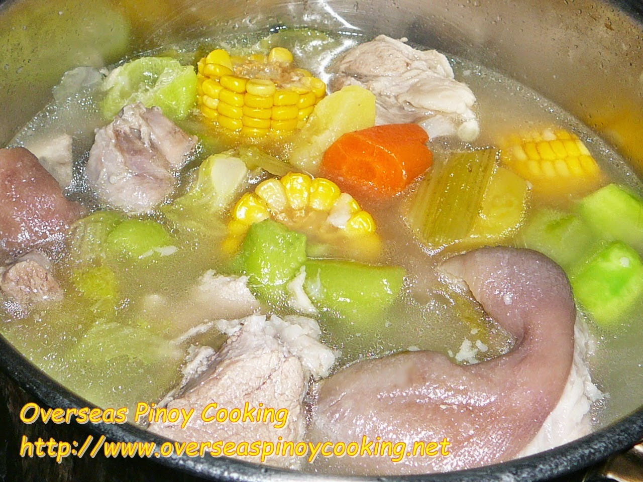 Nilagang Pata ng Baboy with Patola at Mais - Cooking Procedure