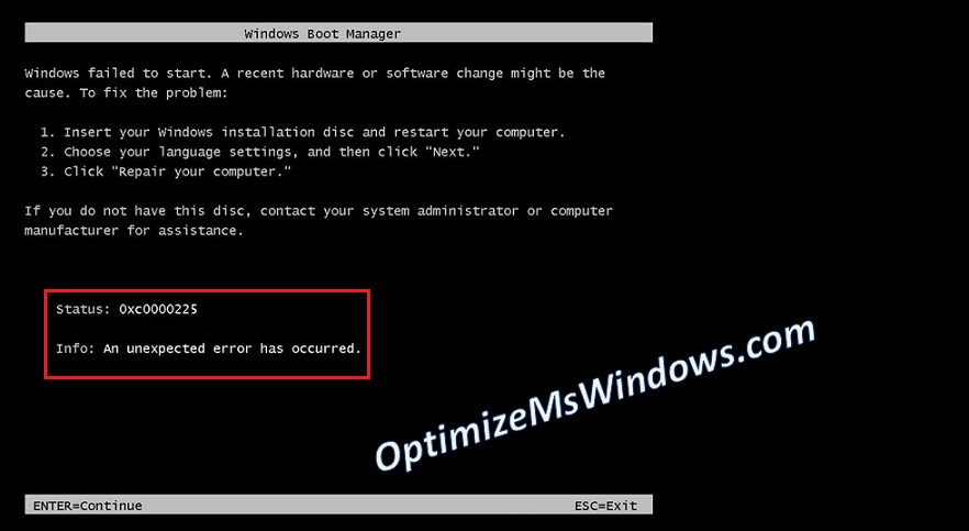 Fix Boot Error 0xc0000225 In Windows 7 Optimize Ms Windows