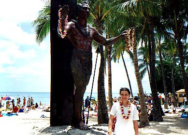 wearing lei I made myself