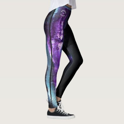 "Amanda" Purple Abstract with strip Leggings