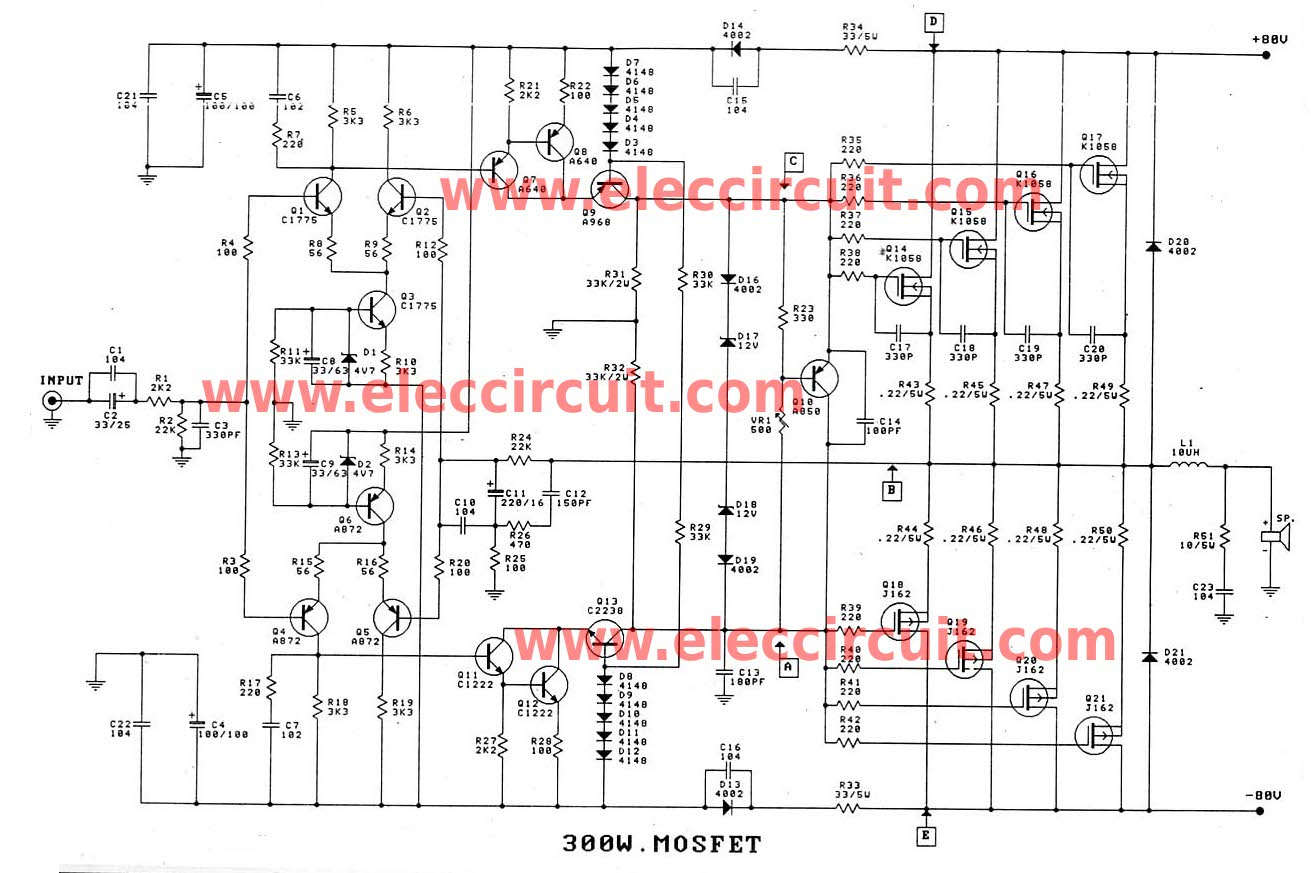 Free Wiring Diagram 1000  Watts  Amplifier  Circuit  Diagram