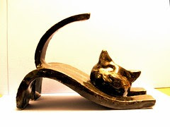 Ceramic Cat Stretch Sculpture