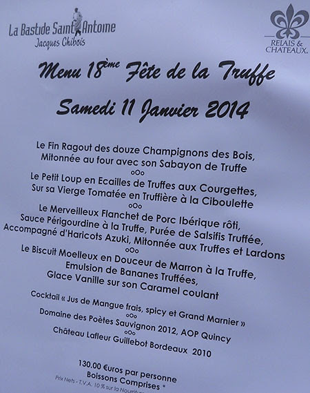 menu truffes
