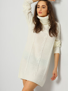 White Long Sleeve Turtleneck Sweater
