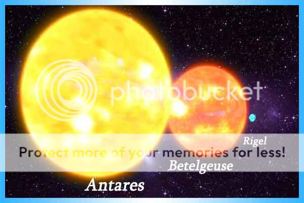 Rigel, Betelgeuse and Antares