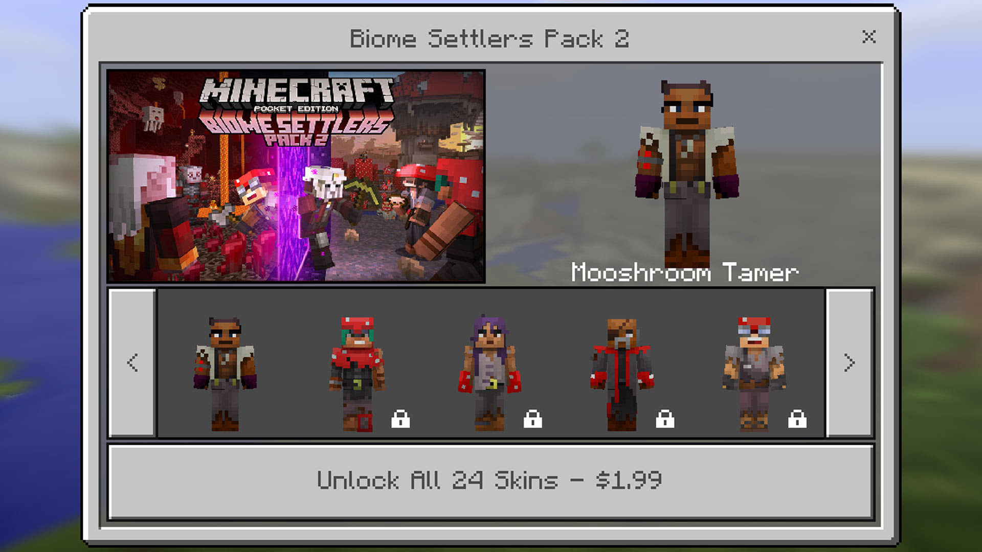 Minecraft Pocket Edition: Biome Settlers Skin Pack 2 