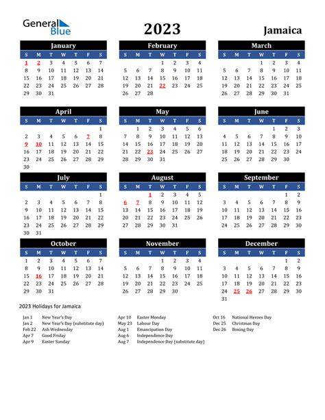To help you get started, we've created a free blank calendar printable for 2023. 2023 jamaica calendar with holidays