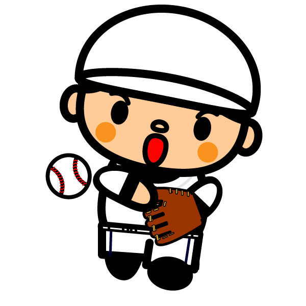 かわいい野球ピッチングの無料イラスト 商用フリー オイデ43