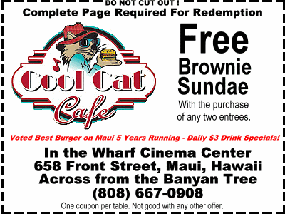 Cool Cat Cafe, Lahaina, Maui - Discount Coupon - Maui Leisure ...