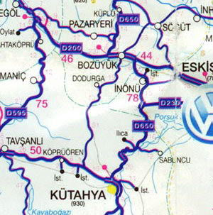 Karta Turcii Zapadnye Rajony Turcii Eskishehir Kyutahya Afon