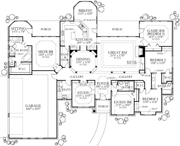 Texas Country Home Plan \u2013 Four Bedrooms  Plan 1361002