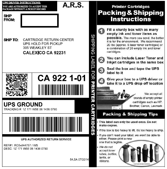 Updated shipping address | Recycle Free