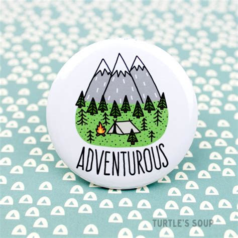 hiking pin adventure pinback button adventurous