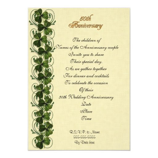 50th anniversary party invitation Irish shamrocks Zazzle 50th anniversary party invitation Irish shamrocks Zazzle