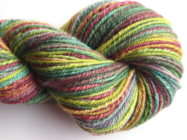 FCK-Greek Myths-fiber club-October 2012-Persephone-Rechoice-4oz-80-15Polwarth-Tussah Silk-hand carded-chain plied-177yds