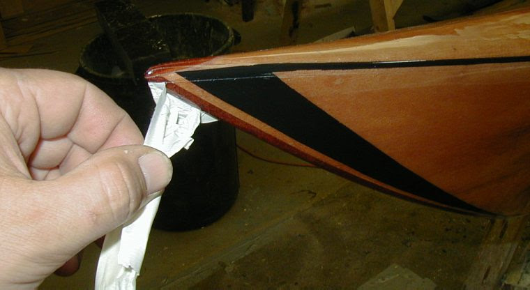 Decorative paint stripes on a Stitch &amp; Glue kayak