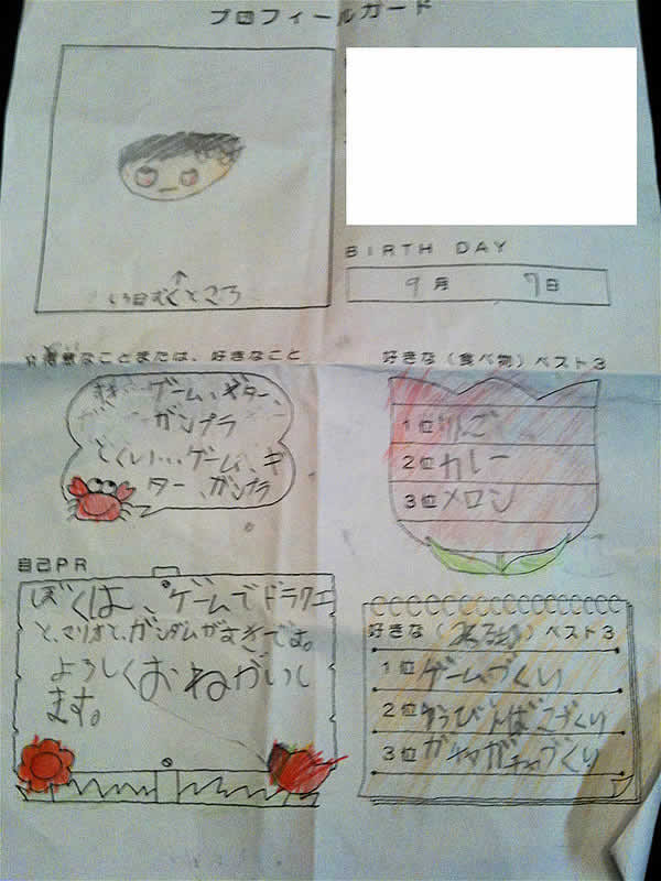 自己紹介カード オヤコドンペリ