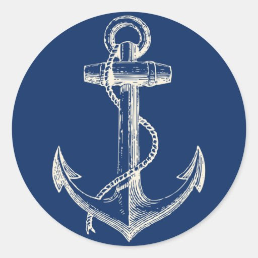 Anchor Nautical Sticker Decor Navy Blue White from Zazzle.