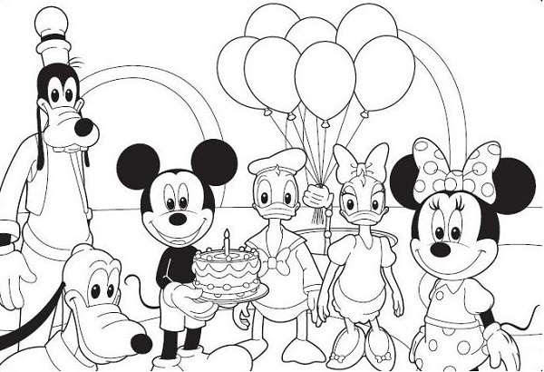 Mickey mouse coloring pages Birthday coloring pages Happy birthday 