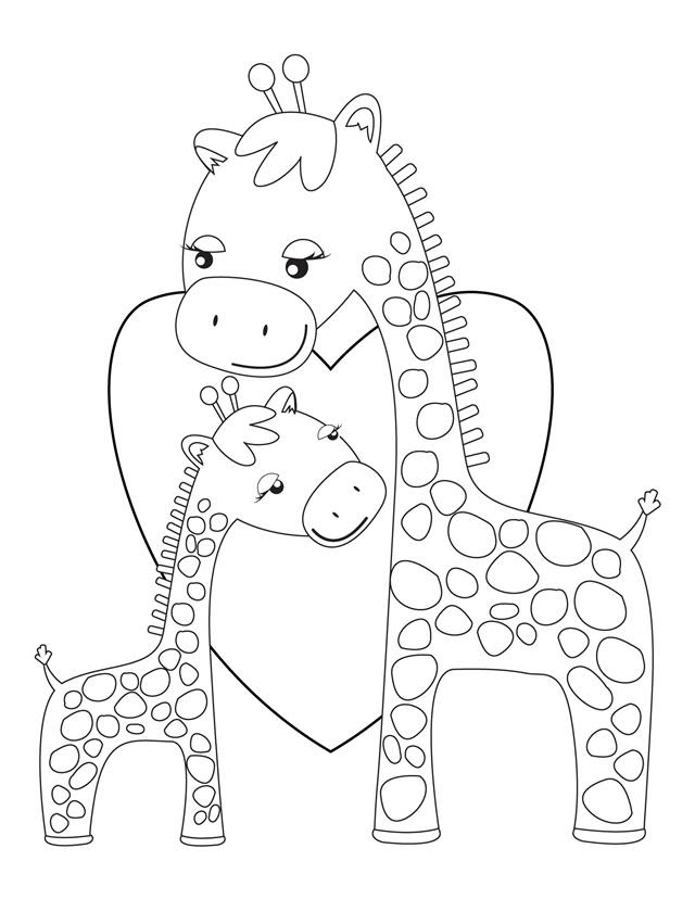 Mom And Baby Giraffe Coloring Pages Clip Art Library