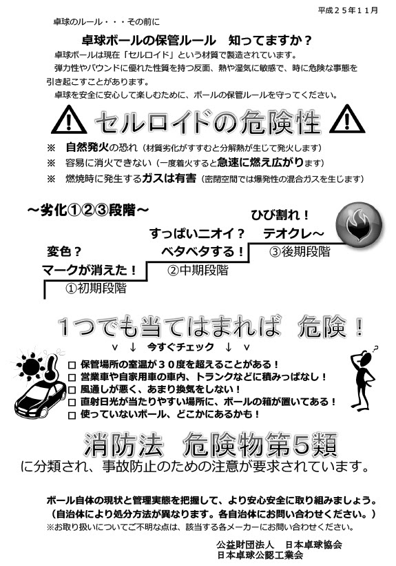 卓球ボールの保管ルール 知ってますか 日本卓球公認工業会