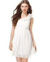 Roberta Dress, Sleeveless One Shoulder Rosette Empire Chiffon A-Line
