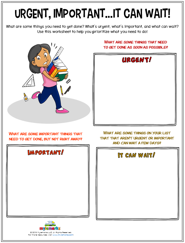 Time Management Worksheets for Kids and Teens!