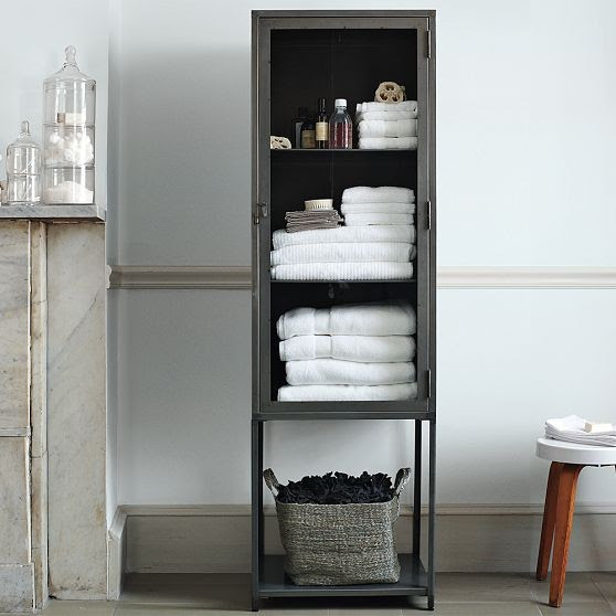 Tall Industrial Metal Bath Cabinet - modern - bathroom storage 