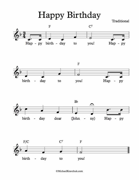 Happy Birthday To You Free Lead Sheet in F Major   Happy 