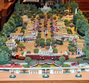 Main Street, U.S.A. Collection decorated with 4th of July banners