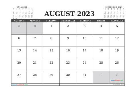  free printable august 2023 calendar 12 templates