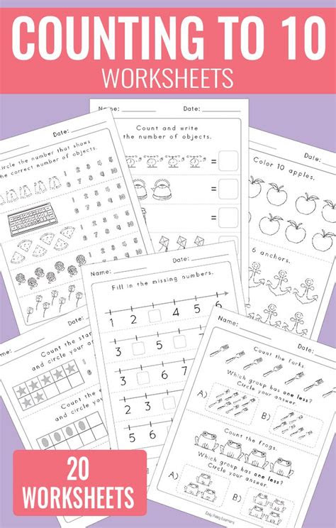 Other preschool and kindergarten math worksheets available include patterns, more than/less . counting to 10 worksheets for kindergarten math worksheets