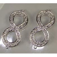 Sideways Infinity Rhinestone Bracelet Bar Silver with Crystal 2pc 2inch