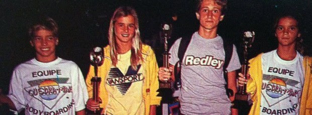 Bodyboard 40 anos Guilherme Tâmega Stephanie Pettersen  Ugo Corti e Mariana Nogueira (Foto: Arquivo/ Revista Bodyboarder)