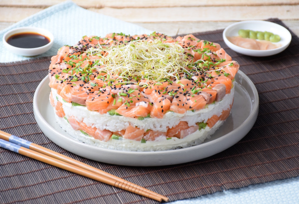 Le Sushi Cake Bien Plus Rapide Que Les Sushis Anneso Fashioncooking