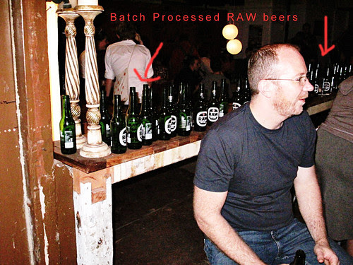 A table of empty beer bottles