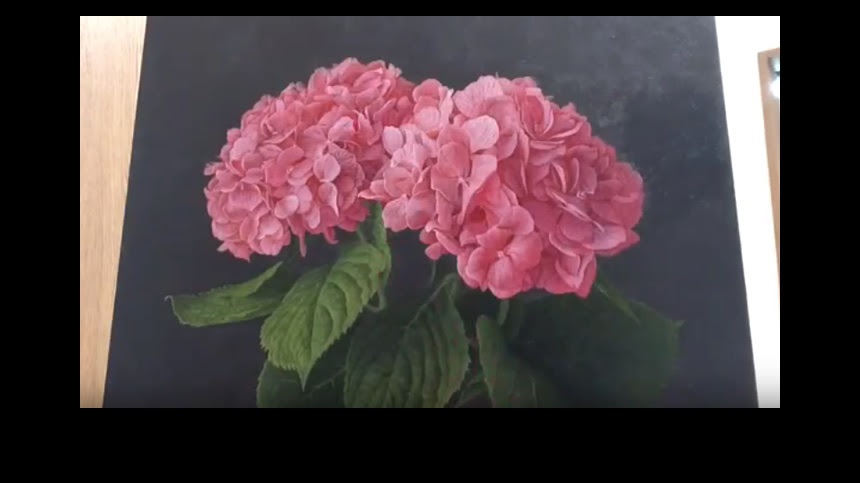 油彩画 紫陽花 制作過程 大路誠