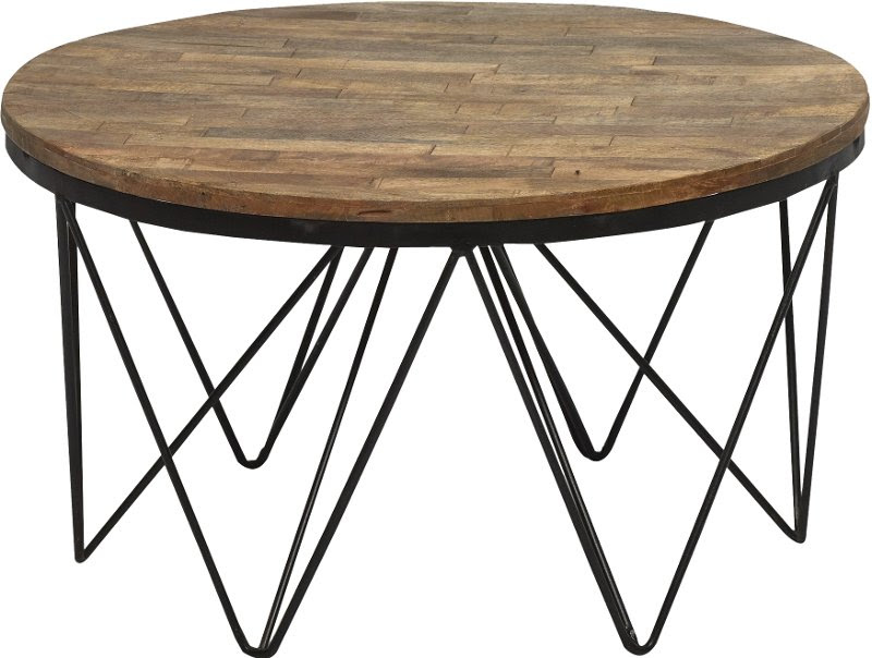 Reclaimed Wood Round Coffee Table With Hairpin Metal Legs Aubrey Rc Willey Furniture Store