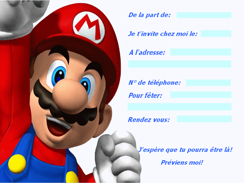 Carte Invitation Anniversaire Mario Wizzyloremaria Web