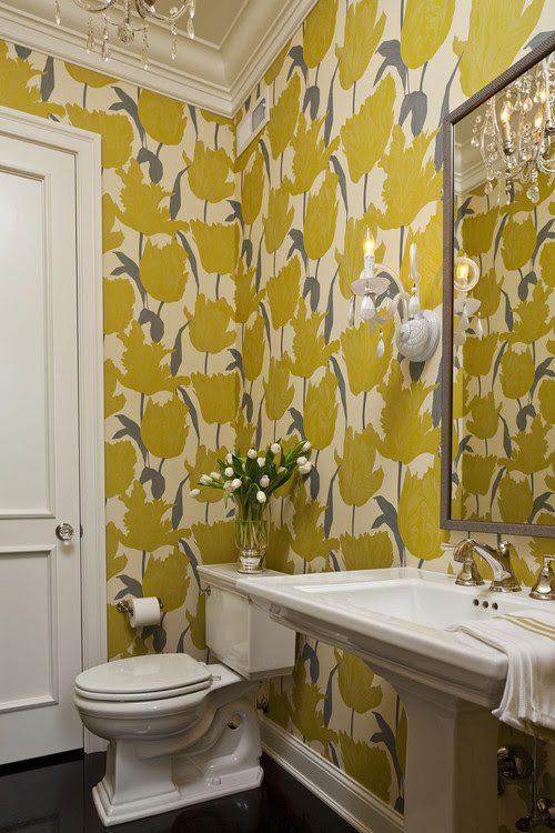 Tiptoe through the Tulips contemporary powder room