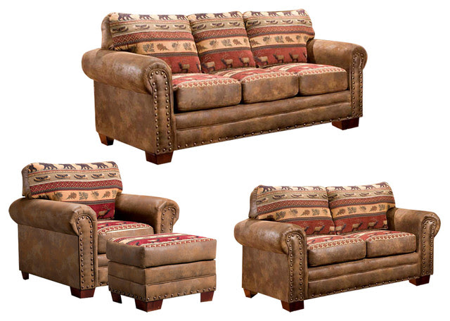 Sierra Lodge 4 Piece Set Rustic Living Room Furniture Sierra Lodge 4 Piece Set Rustic Living Room Furniture