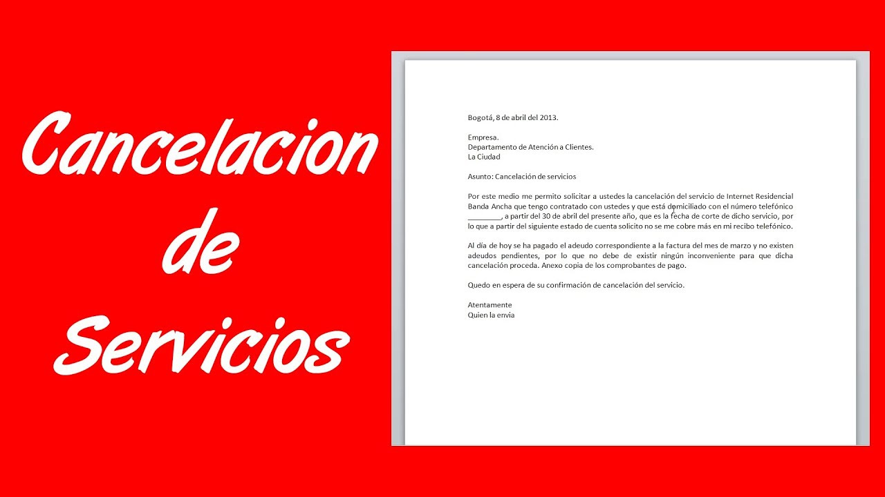 Como hacer una carta de cancelación de servicios - YouTube