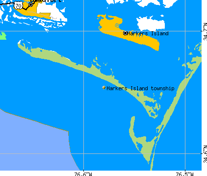 Harkers Island township, NC map Land area: 11.4 sq. mi.