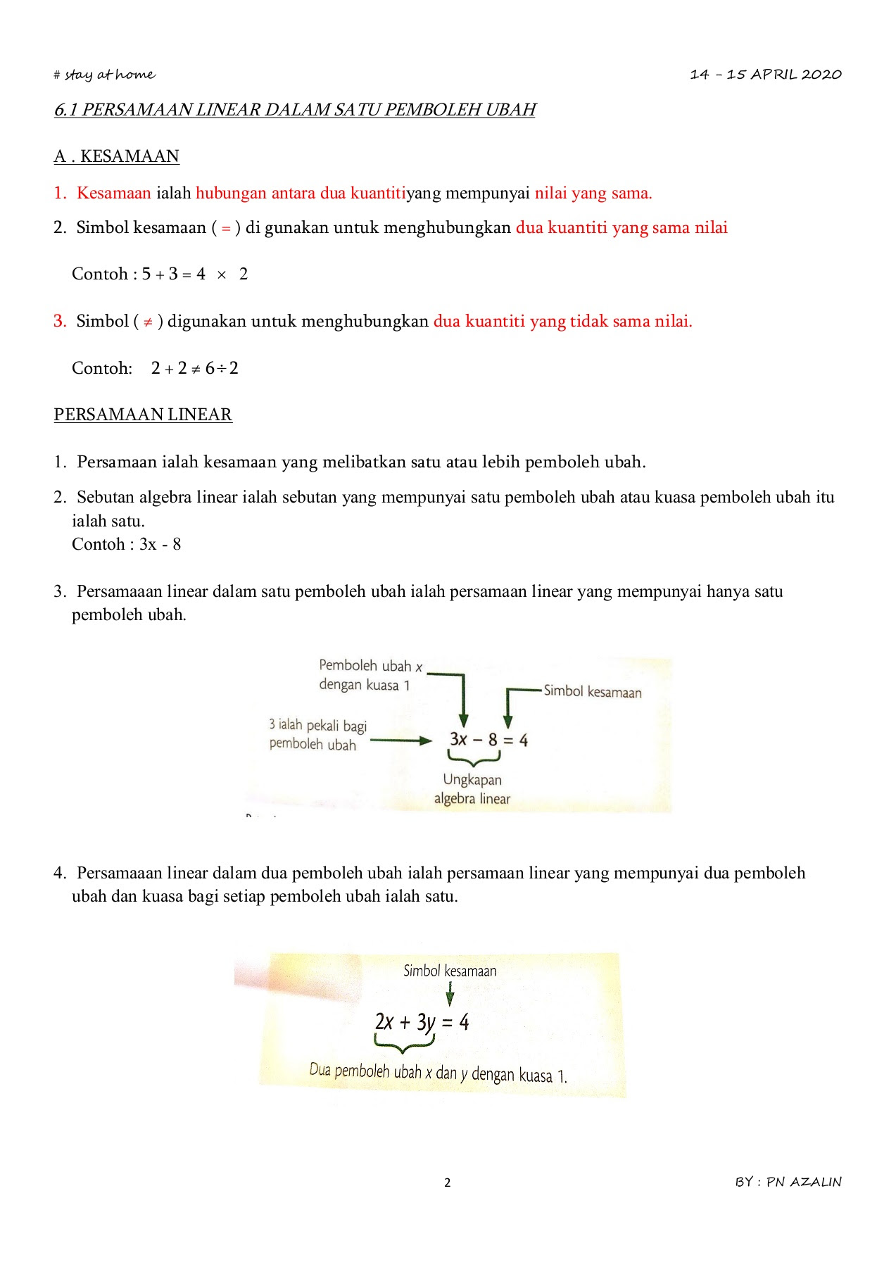 Bab 6 Persamaan Linear