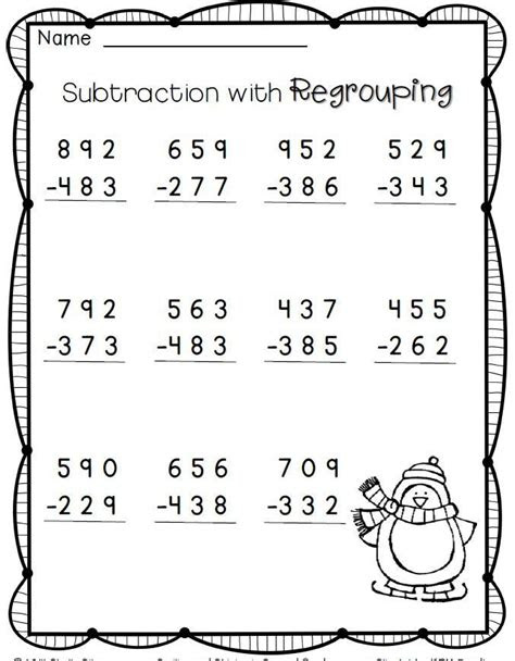  3 digit subtraction with regrouping worksheets 2nd grade subtraction