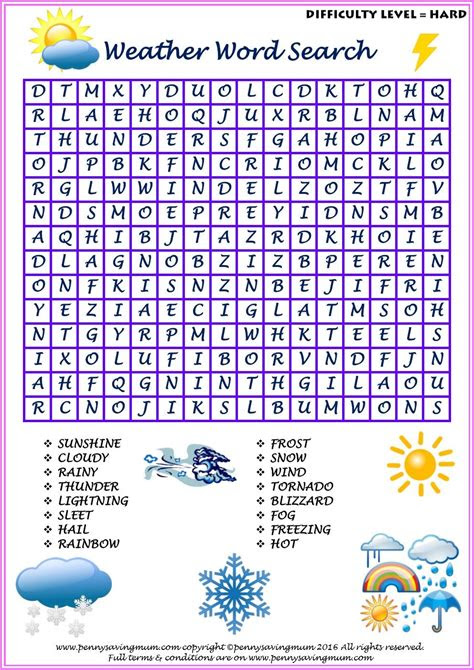  weather word search printable