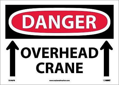 Danger, Overhead Crane, Up Arrows, 10X14, Adhesive Vinyl