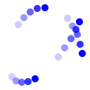 Waiting icon in blue color based on Lissajous curve