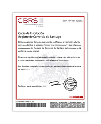 Certificado de vigencia emitido por el registro 