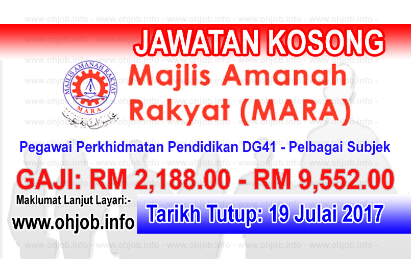 Jawatan Kerja Kosong Majlis Amanah Rakyat - MARA logo www.ohjob.info julai 2017